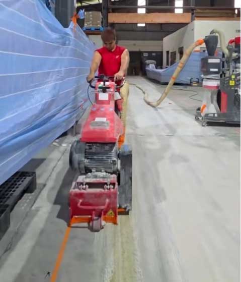 CS-250E Concrete Scarifier in Action: Surface Preparation for Polyurethane Flooring