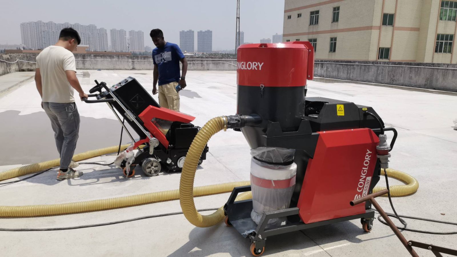 CS-320E Concrete Floor Scarifier Shaver And CD553 Auto Jet Clean Dust Collector
